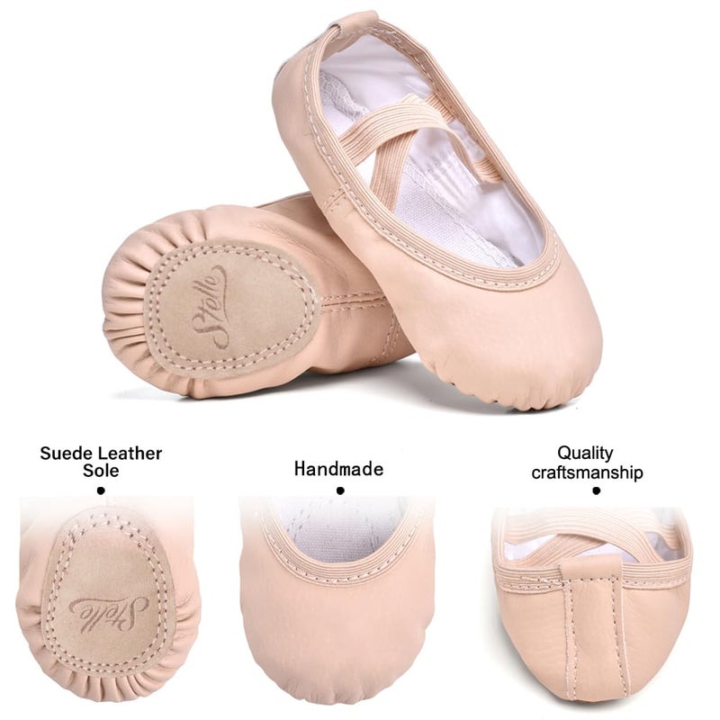 Stelle Ballet Shoes for Girls Toddler Ballet Slippers Soft Leather Boys Dance Shoes for Toddler/Little Kid/Big Kid (Ballet Pink, 2ML) - Image 3